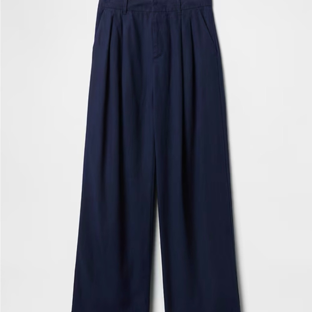 GAP 365 High Rise Wide-Leg Linen Blend Trouser Pants Navy - Picture 5 of 7